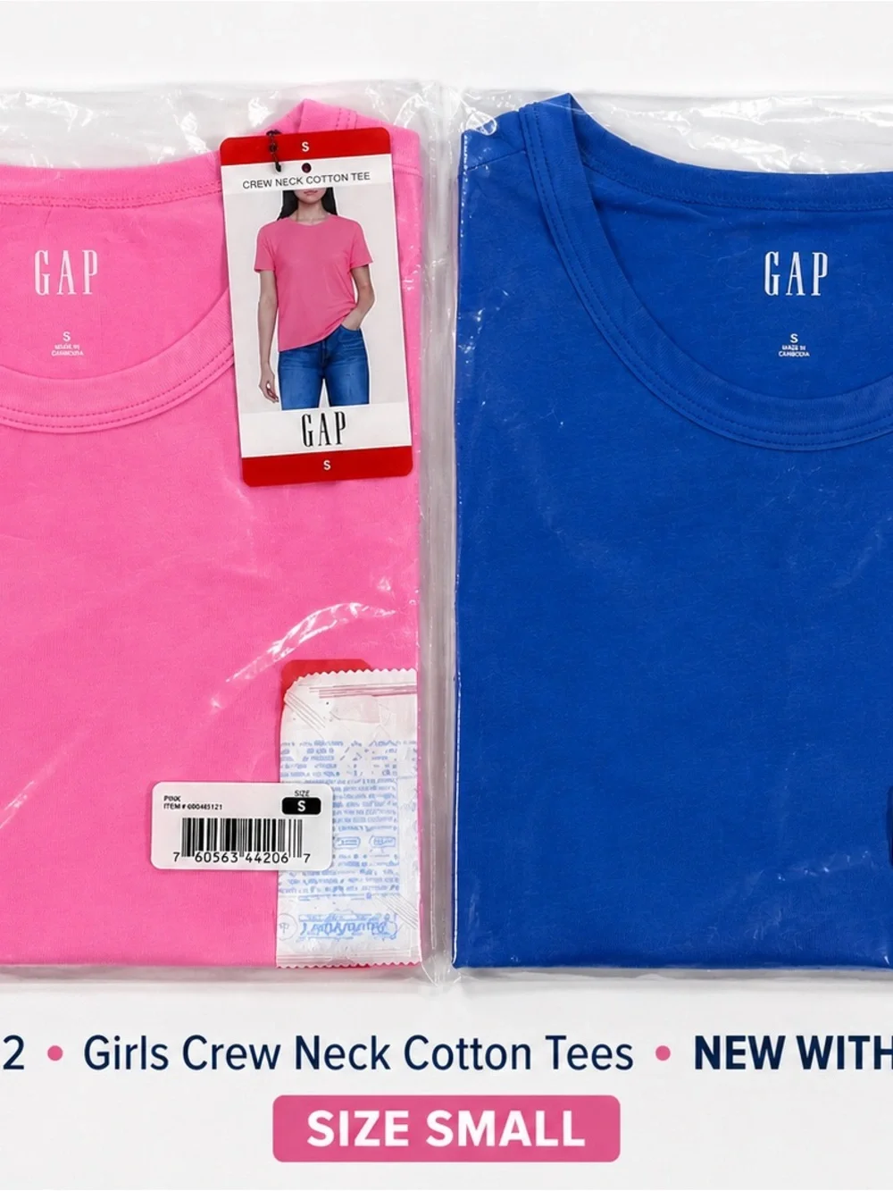 GAP Girls Short Sleeve Crew Neck Tee Set - Pink & Royal Blue